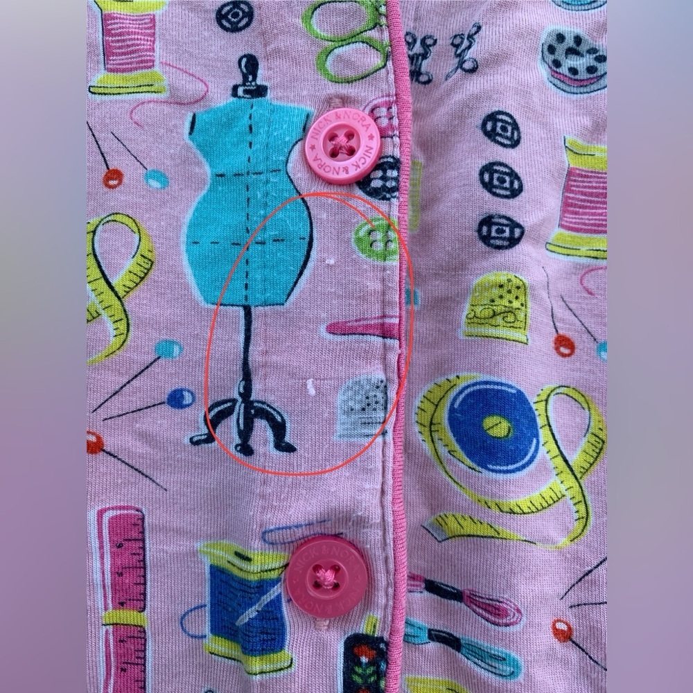 Nick & Nora Size XXL Double XL, 2XL Pink Sewing Theme Pajama Set Modal Sleepwear - Picture 9 of 9